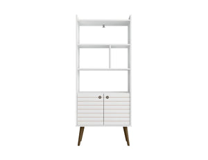 Manhattan Comfort Bogart Mid-Century Modern Bookcase White 254BMC6