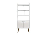 Manhattan Comfort Bogart Mid-Century Modern Bookcase White 254BMC6