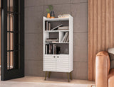 Manhattan Comfort Bogart Mid-Century Modern Bookcase White 254BMC6