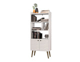 Manhattan Comfort Bogart Mid-Century Modern Bookcase White 254BMC6