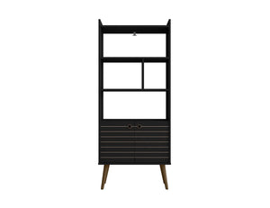 Manhattan Comfort Bogart Mid-Century Modern Bookcase Black 254BMC8