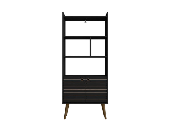 Manhattan Comfort Bogart Mid-Century Modern Bookcase Black 254BMC8