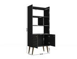 Manhattan Comfort Bogart Mid-Century Modern Bookcase Black 254BMC8