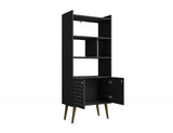 Manhattan Comfort Bogart Mid-Century Modern Bookcase Black 254BMC8