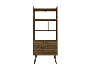 Manhattan Comfort Bogart Mid-Century Modern Bookcase Rustic Brown 254BMC9