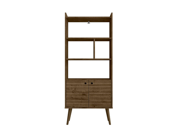 Manhattan Comfort Bogart Mid-Century Modern Bookcase Rustic Brown 254BMC9