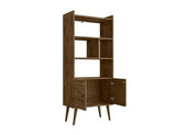 Manhattan Comfort Bogart Mid-Century Modern Bookcase Rustic Brown 254BMC9