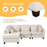 English Elm 5 Pieces L Shaped Sofa With Removable Ottomans and Comfortable Waist Pillows