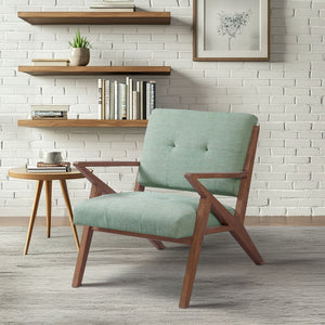 JLA Home INK+IVY - Upholstered Sculptural Arm Chair with Tufted Back, Angled Wood Frame, Durable Foam Comfort — Modern Mid-Century Appeal IIF18-0058