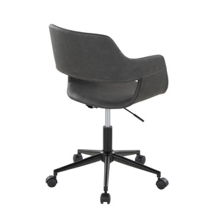 English Elm Margarite Contemporary Task Chair: Stylish Grey Faux Leather & Black Metal For Home Office Comfort B202P223918