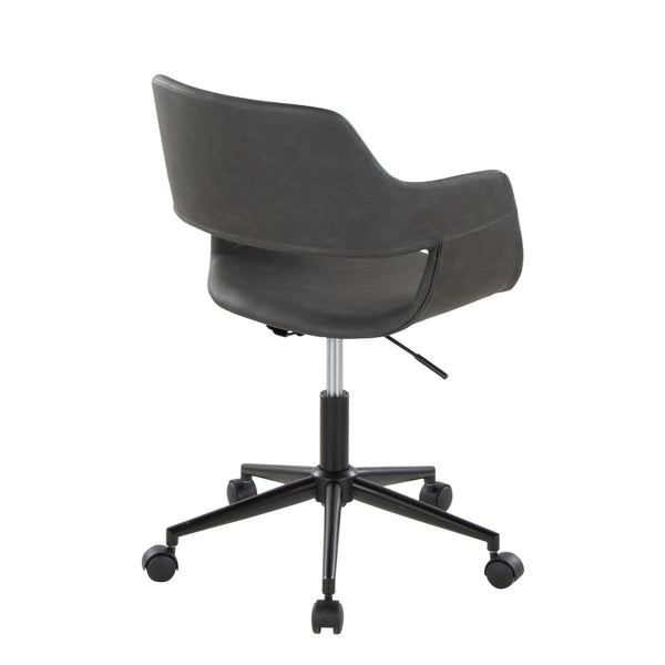 English Elm Margarite Contemporary Task Chair: Stylish Grey Faux Leather & Black Metal For Home Office Comfort B202P223918