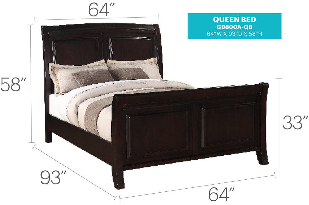 English Elm Elegant Queen Bed In Warm Cappuccino Finish - Transitional Design For Stylish Bedroom Retreats B078S00526