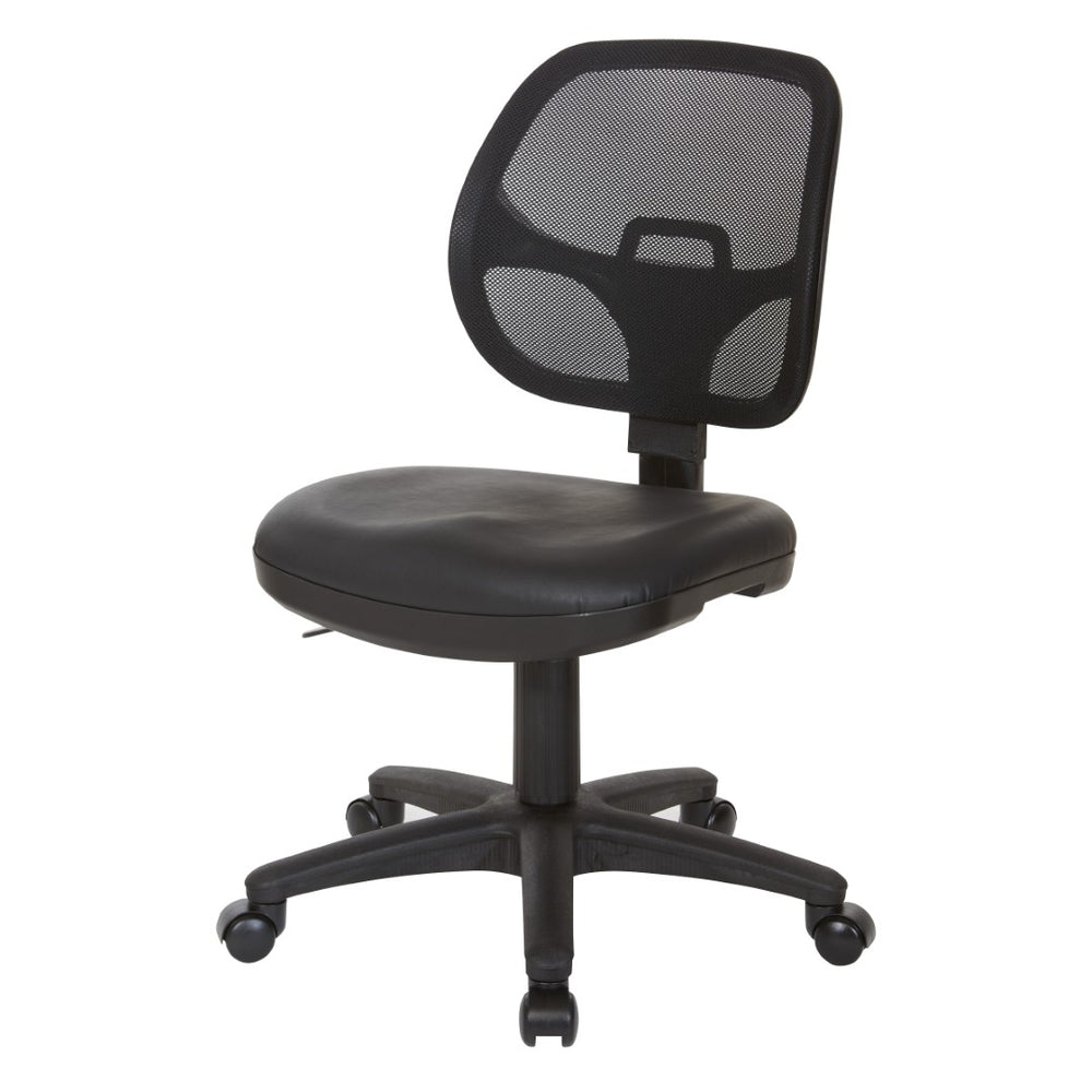 OSP Home Furnishings Mesh Back Ergonomic Task Chair with Vinyl Seat Lumbar Support for Home Office Use EM2910V