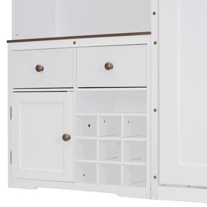 English Elm Queen Murphy Bed with Wine Rack Glass Holder Led Lighting and Cabinet White White LP000391AAK