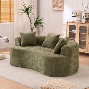 English Elm Crescent-shaped Cloud Sofa Three Seat Low Profile Chenille Living Room Curved Couch Green W2012P375728