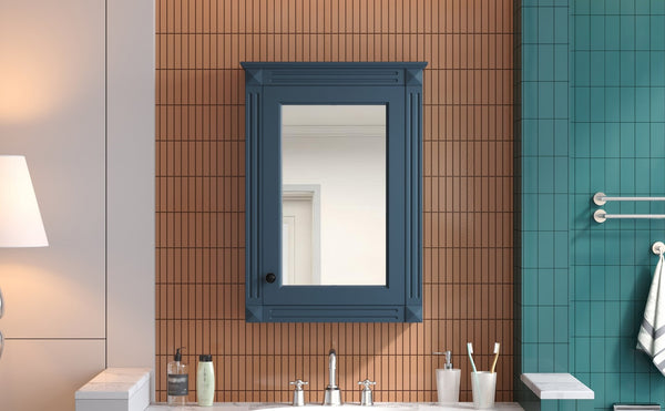 English Elm 20" Wall Mount Medicine Cabinet Mirrored Door Soft Close Adjustable Shelf Bathroom N710P317680C