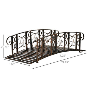 English Elm Outsunny Steel Arch Garden Bridge with Vine Motifs Powder Coated for Outdoor Use W2225P229224
