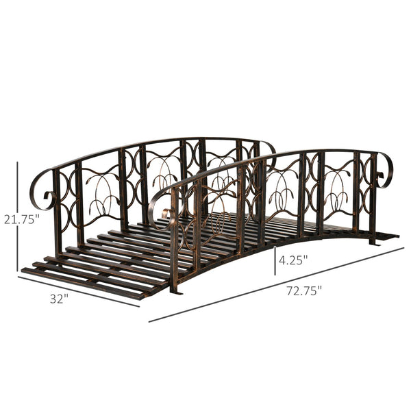 English Elm Outsunny Steel Arch Garden Bridge with Vine Motifs Powder Coated for Outdoor Use W2225P229224