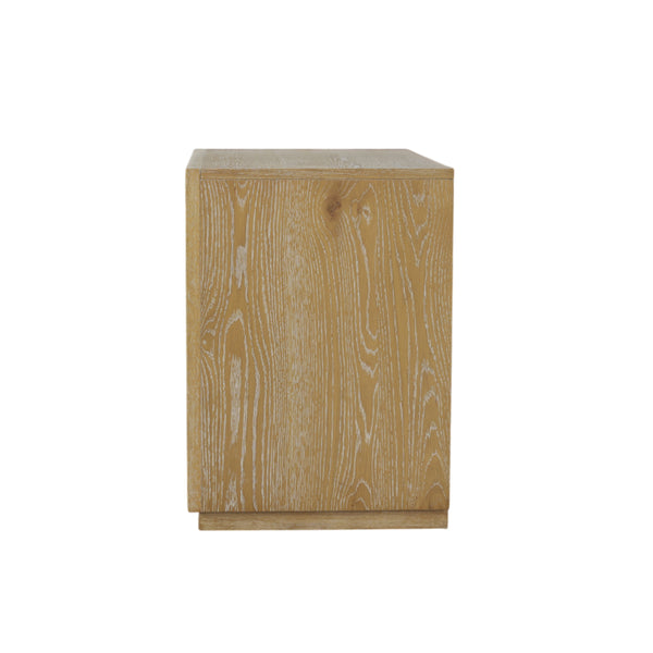 Alpine Furniture Harper Light Oak Two-Drawer Nightstand With Soft-Close Glides, Solid Rubberwood, 30"W X 18"D X 25"H 255-02