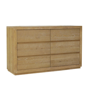 Alpine Furniture Harper Six-Drawer Dresser With Soft-Close Glides, Solid Rubberwood Durability And Classic Grain Finish Light Oak 255-03