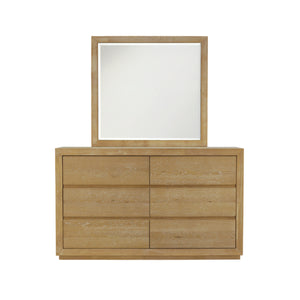 Alpine Furniture Harper Six-Drawer Dresser With Soft-Close Glides, Solid Rubberwood Durability And Classic Grain Finish Light Oak 255-03