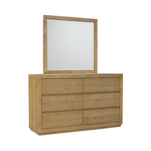 Alpine Furniture Harper Six-Drawer Dresser With Soft-Close Glides, Solid Rubberwood Durability And Classic Grain Finish Light Oak 255-03