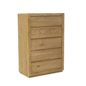 Alpine Furniture Harper Five Drawer Chest With Soft-Close Glides, Solid Rubberwood Frame And Generous Storage Capacity Light Oak 255-05