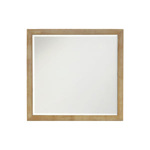 Alpine Furniture Harper Light Oak Framed Mirror, 40" X 38" Fully Assembled Rubberwood Vanity Accent To Brighten Space 255-06