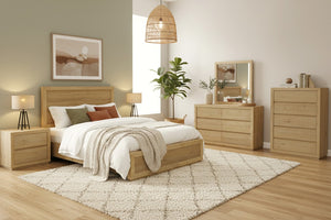Alpine Furniture Harper Six-Drawer Dresser With Soft-Close Glides, Solid Rubberwood Durability And Classic Grain Finish Light Oak 255-03