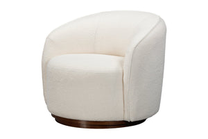 Basset Mirror Rory Accent Chair - Luxurious Ivory Boucle Upholstery, Modern Design, 360° Swivel & Comfort Blend White Polyester,Wood Base 2550-lr-805