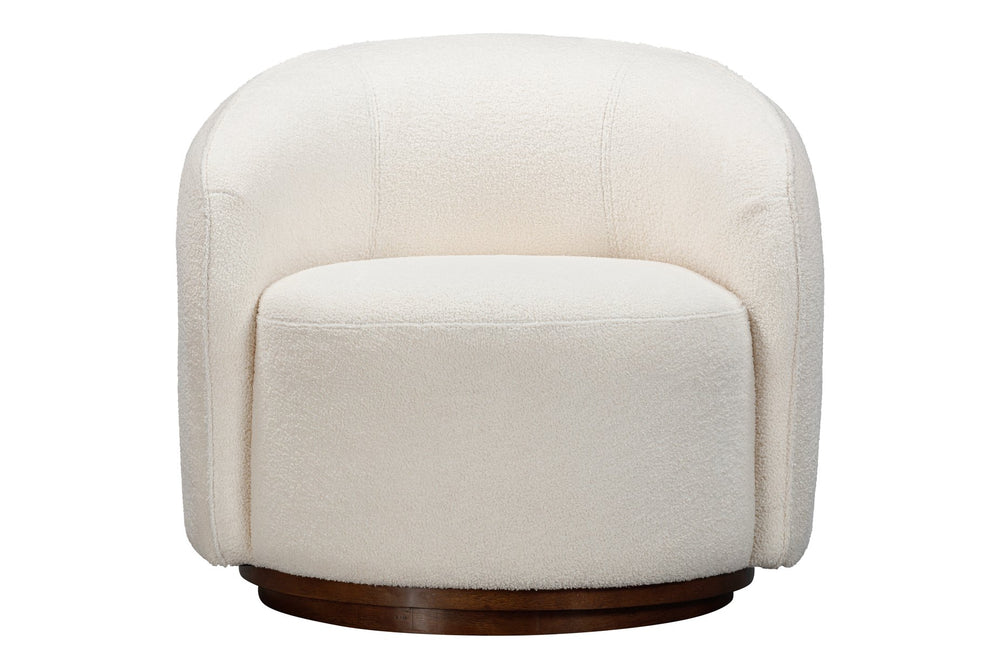 Basset Mirror Rory Accent Chair - Luxurious Ivory Boucle Upholstery, Modern Design, 360° Swivel & Comfort Blend White Polyester,Wood Base 2550-lr-805