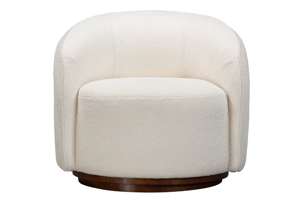 Basset Mirror Rory Accent Chair - Luxurious Ivory Boucle Upholstery, Modern Design, 360° Swivel & Comfort Blend White Polyester,Wood Base 2550-lr-805