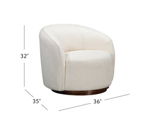 Basset Mirror Rory Accent Chair - Luxurious Ivory Boucle Upholstery, Modern Design, 360° Swivel & Comfort Blend White Polyester,Wood Base 2550-lr-805
