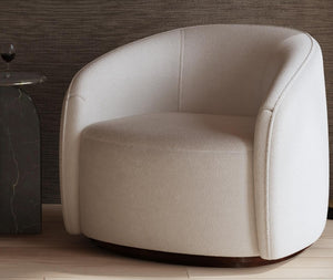 Basset Mirror Rory Accent Chair - Luxurious Ivory Boucle Upholstery, Modern Design, 360° Swivel & Comfort Blend White Polyester,Wood Base 2550-lr-805