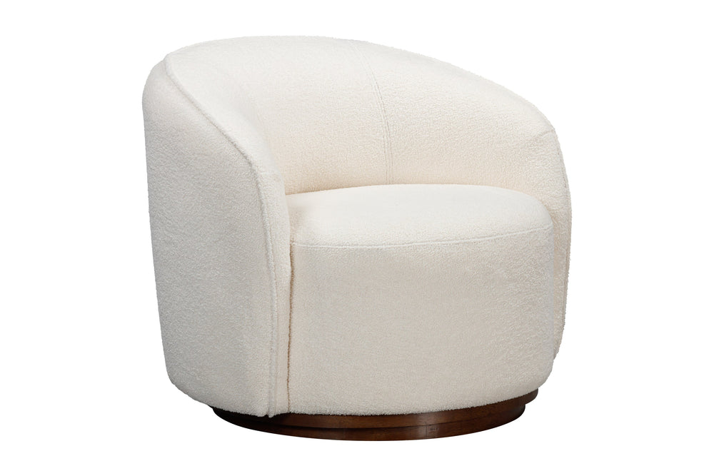 Basset Mirror Rory Accent Chair - Luxurious Ivory Boucle Upholstery, Modern Design, 360° Swivel & Comfort Blend White Polyester,Wood Base 2550-lr-805