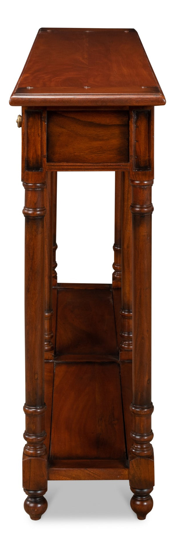 Sarreid Josephson Console Table - Elegant Walnut Finish With Acacia Wood & Stylish Aged Bronze Knobs Brown  25505-2