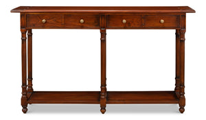 Sarreid Josephson Console Table - Elegant Walnut Finish With Acacia Wood & Stylish Aged Bronze Knobs Brown  25505-2