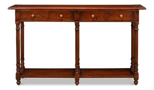Sarreid Josephson Console Table - Elegant Walnut Finish With Acacia Wood & Stylish Aged Bronze Knobs Brown  25505-2