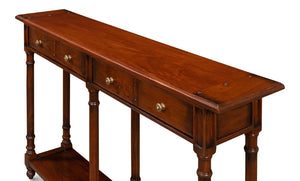 Sarreid Josephson Console Table - Elegant Walnut Finish With Acacia Wood & Stylish Aged Bronze Knobs Brown  25505-2
