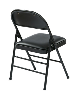OSP Home Furnishings Folding Metal Chair with Padded Vinyl Seat for Events Gatherings and Extra Home Seating FF-23324V