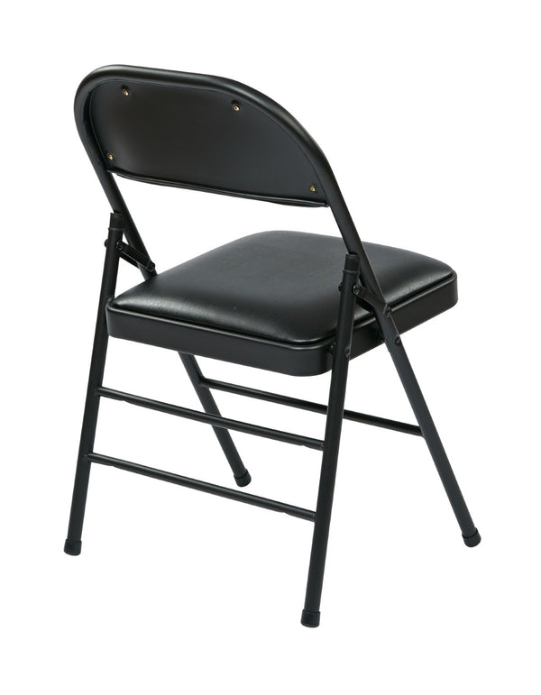 OSP Home Furnishings Folding Metal Chair with Padded Vinyl Seat for Events Gatherings and Extra Home Seating FF-23324V
