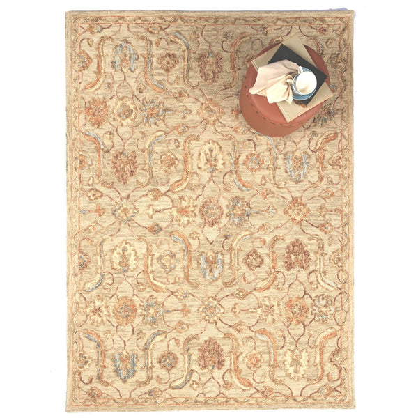 Capel Rugs Avanti-francesca Eclectic Wool Area Rug With Vibrant Mosaic Design And Hand-worked Accents Latte, Gold 100% Wool 2551rs09001200700