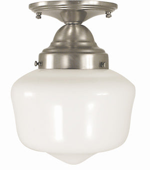 Framburg 1-light Classic Schoolhouse Pendant - Adjustable Flush Mount Lighting Made In The Usa For Style Brushed Nickel Metal 2551 Bn