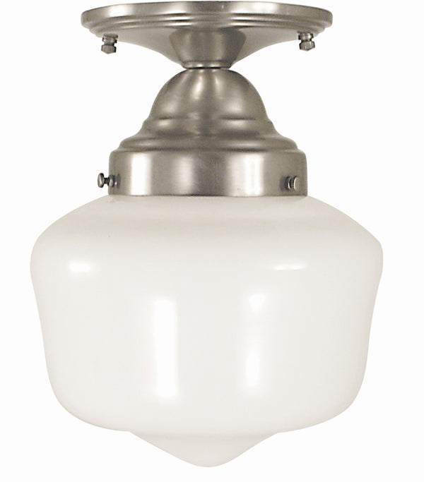 Framburg 1-light Classic Schoolhouse Pendant - Adjustable Flush Mount Lighting Made In The Usa For Style Brushed Nickel Metal 2551 Bn