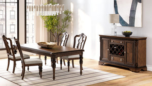 English Elm Mahogany Elegant Traditional Server with Wine Storage, 2 Cabinets & 2 Drawers, Solid Wood Finish B2699P208932