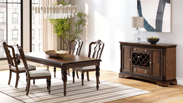 English Elm Mahogany Elegant Traditional Server with Wine Storage, 2 Cabinets & 2 Drawers, Solid Wood Finish B2699P208932