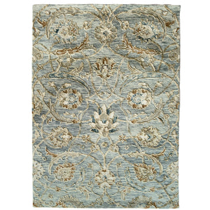 Capel Rugs Avanti-vivienne Eclectic Shakta Rug - Handcrafted 100% Wool With Colorful Mosaic Patterns And Motifs Grotto Blue, Green 100% Wool 2552rs09001200420