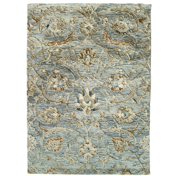 Capel Rugs Avanti-vivienne Eclectic Shakta Rug - Handcrafted 100% Wool With Colorful Mosaic Patterns And Motifs Grotto Blue, Green 100% Wool 2552rs09001200420