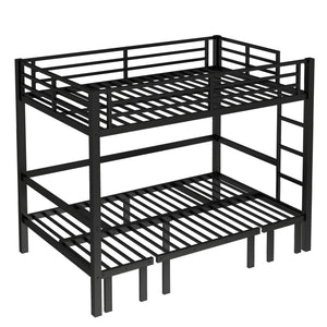 English Elm Full Metal Bunk Bed With Convertible Lower Sofa, Safety Rails & Space-Saving Design In Black Finish W1580S00207