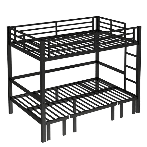 English Elm Full Metal Bunk Bed With Convertible Lower Sofa, Safety Rails & Space-Saving Design In Black Finish W1580S00207